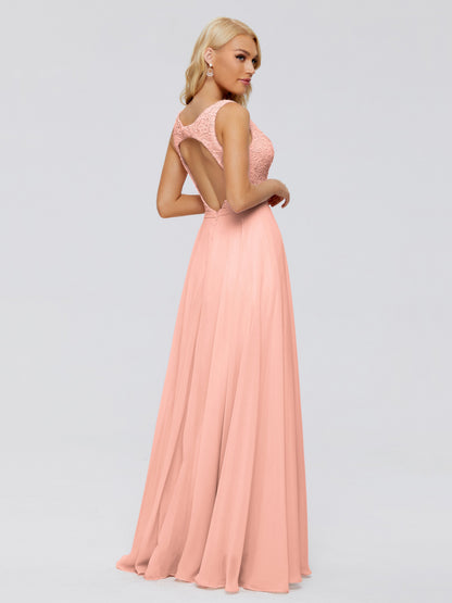 Eliza V Neck Straps Chiffon Bridesmaid Dresses
