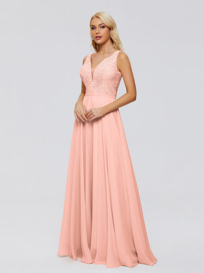 Eliza V Neck Straps Chiffon Bridesmaid Dresses