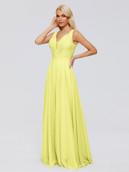 Eliza V Neck Straps Chiffon Bridesmaid Dresses