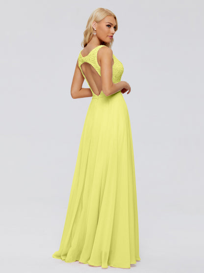 Eliza V Neck Straps Chiffon Bridesmaid Dresses