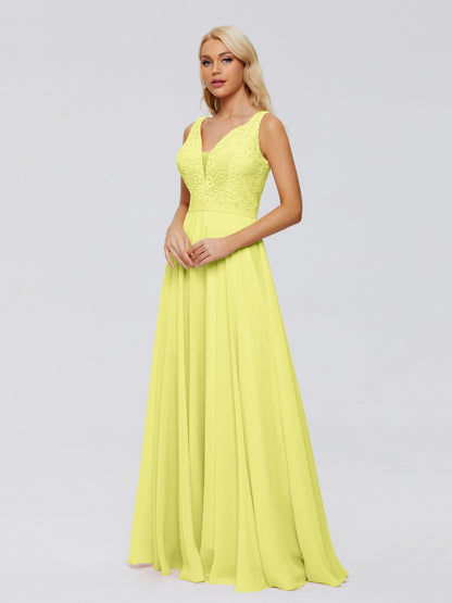 Eliza V Neck Straps Chiffon Bridesmaid Dresses