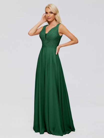 Eliza V Neck Straps Chiffon Bridesmaid Dresses