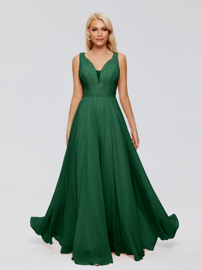 Eliza V Neck Straps Chiffon Bridesmaid Dresses