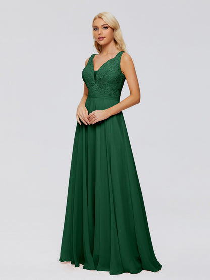 Eliza V Neck Straps Chiffon Bridesmaid Dresses