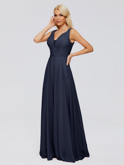 Eliza V Neck Straps Chiffon Bridesmaid Dresses