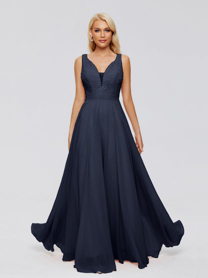 Eliza V Neck Straps Chiffon Bridesmaid Dresses