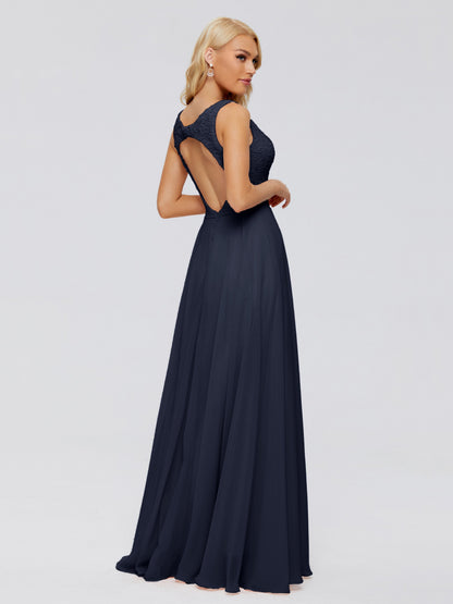 Eliza V Neck Straps Chiffon Bridesmaid Dresses