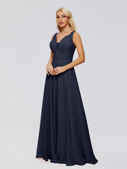 Eliza V Neck Straps Chiffon Bridesmaid Dresses