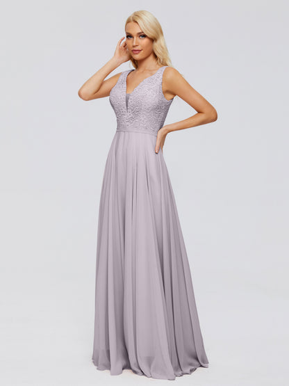 Eliza V Neck Straps Chiffon Bridesmaid Dresses