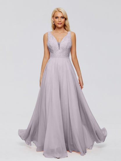 Eliza V Neck Straps Chiffon Bridesmaid Dresses