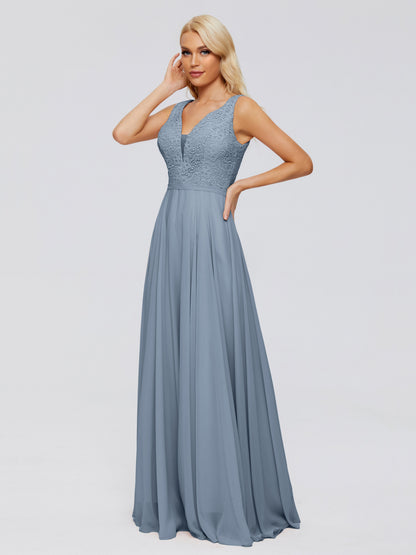 Eliza V Neck Straps Chiffon Bridesmaid Dresses