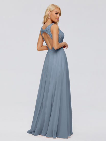 Eliza V Neck Straps Chiffon Bridesmaid Dresses
