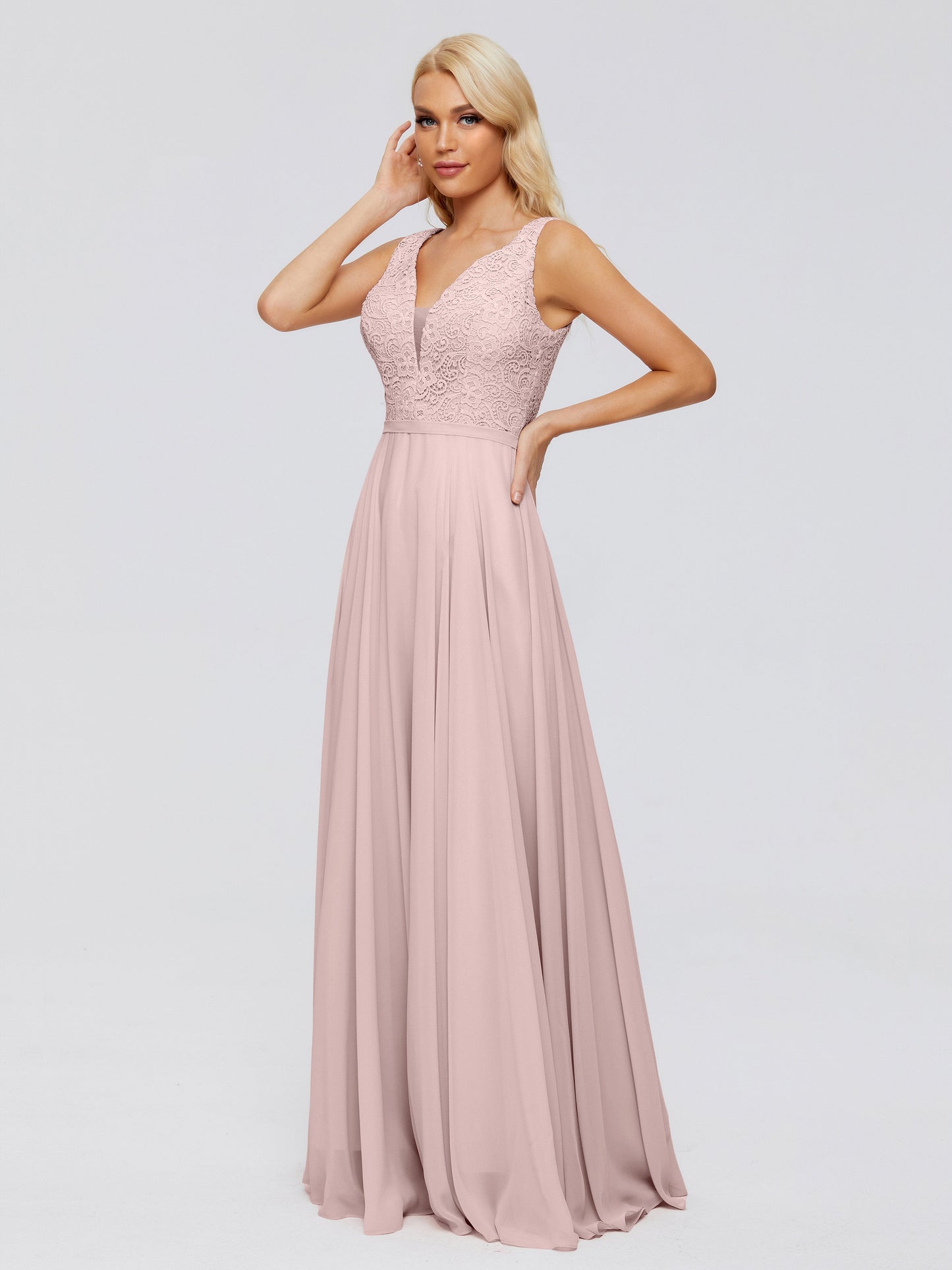 Eliza V Neck Straps Chiffon Bridesmaid Dresses