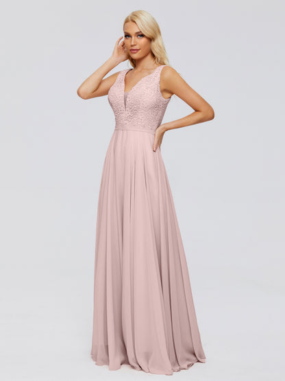 Eliza V Neck Straps Chiffon Bridesmaid Dresses