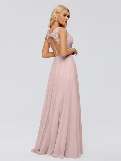 Eliza V Neck Straps Chiffon Bridesmaid Dresses