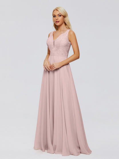 Eliza V Neck Straps Chiffon Bridesmaid Dresses