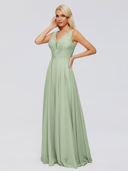 Eliza V Neck Straps Chiffon Bridesmaid Dresses