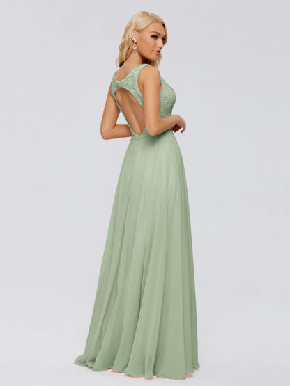 Eliza V Neck Straps Chiffon Bridesmaid Dresses