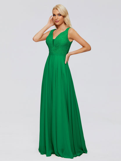Eliza V Neck Straps Chiffon Bridesmaid Dresses