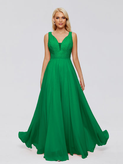 Eliza V Neck Straps Chiffon Bridesmaid Dresses