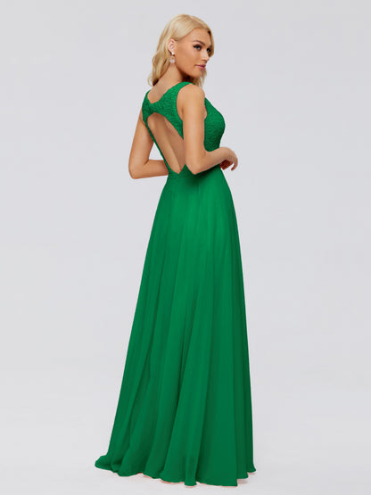 Eliza V Neck Straps Chiffon Bridesmaid Dresses