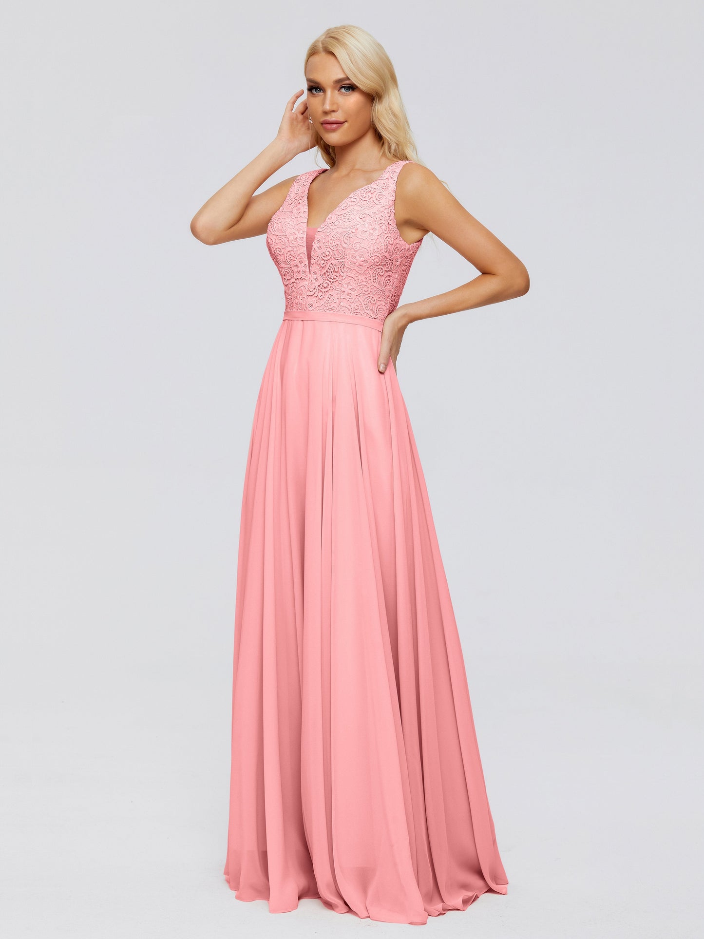 Eliza V Neck Straps Chiffon Bridesmaid Dresses