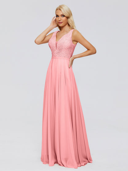 Eliza V Neck Straps Chiffon Bridesmaid Dresses