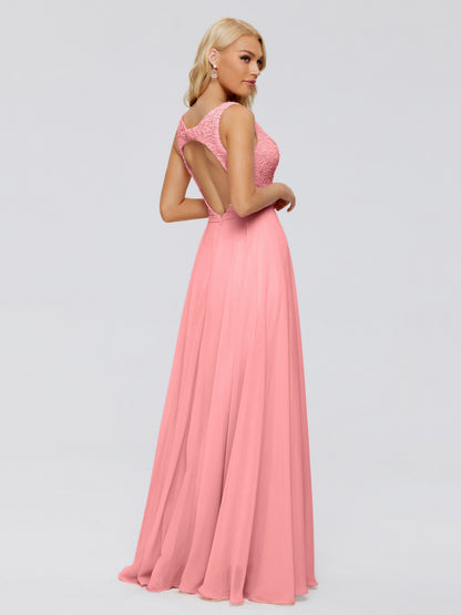 Eliza V Neck Straps Chiffon Bridesmaid Dresses