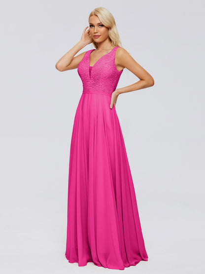 Eliza V Neck Straps Chiffon Bridesmaid Dresses