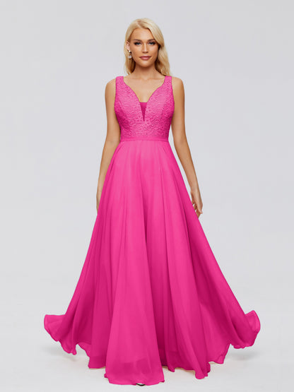 Eliza V Neck Straps Chiffon Bridesmaid Dresses