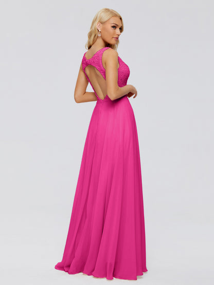 Eliza V Neck Straps Chiffon Bridesmaid Dresses