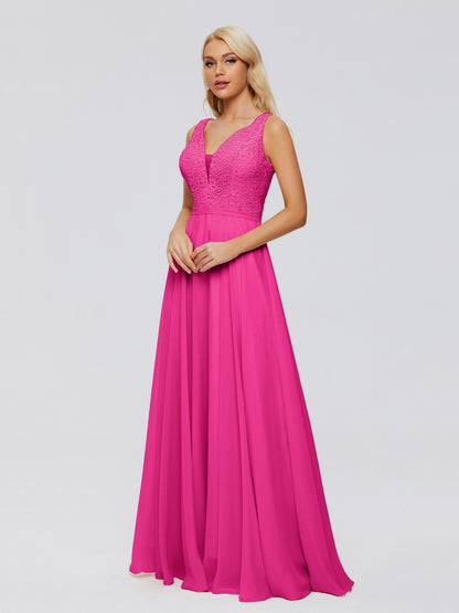 Eliza V Neck Straps Chiffon Bridesmaid Dresses