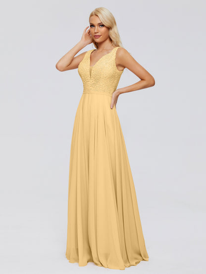 Eliza V Neck Straps Chiffon Bridesmaid Dresses