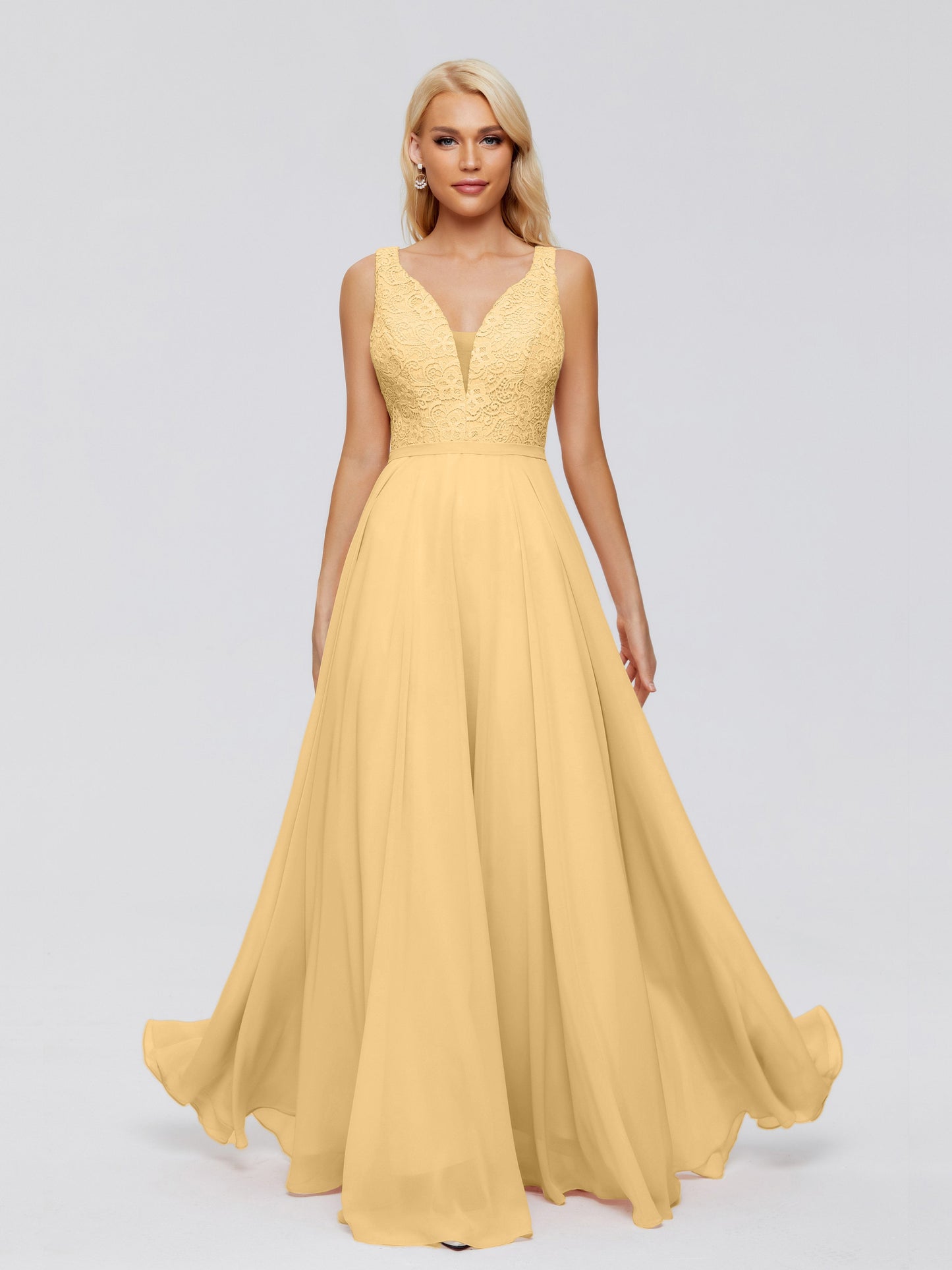 Eliza V Neck Straps Chiffon Bridesmaid Dresses