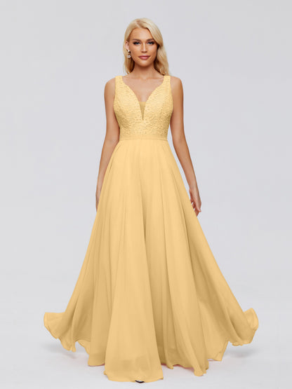 Eliza V Neck Straps Chiffon Bridesmaid Dresses