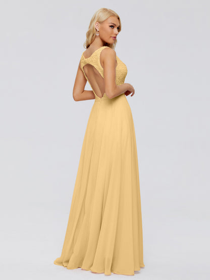 Eliza V Neck Straps Chiffon Bridesmaid Dresses