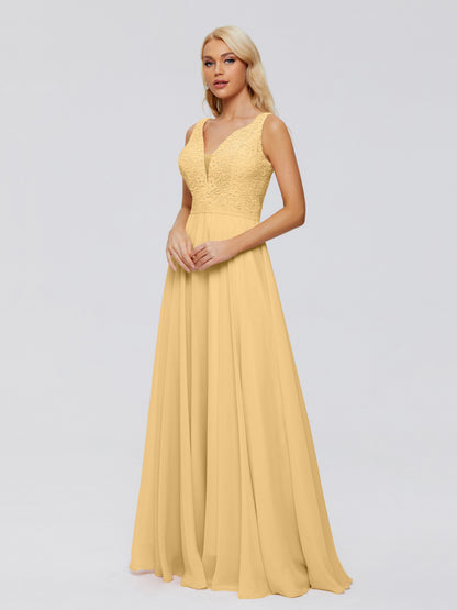 Eliza V Neck Straps Chiffon Bridesmaid Dresses