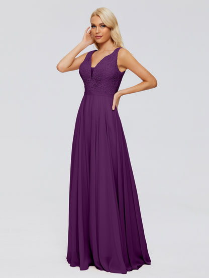 Eliza V Neck Straps Chiffon Bridesmaid Dresses