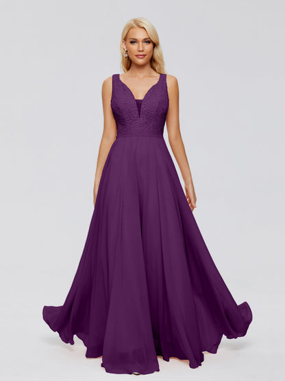 Eliza V Neck Straps Chiffon Bridesmaid Dresses