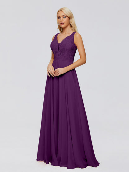 Eliza V Neck Straps Chiffon Bridesmaid Dresses