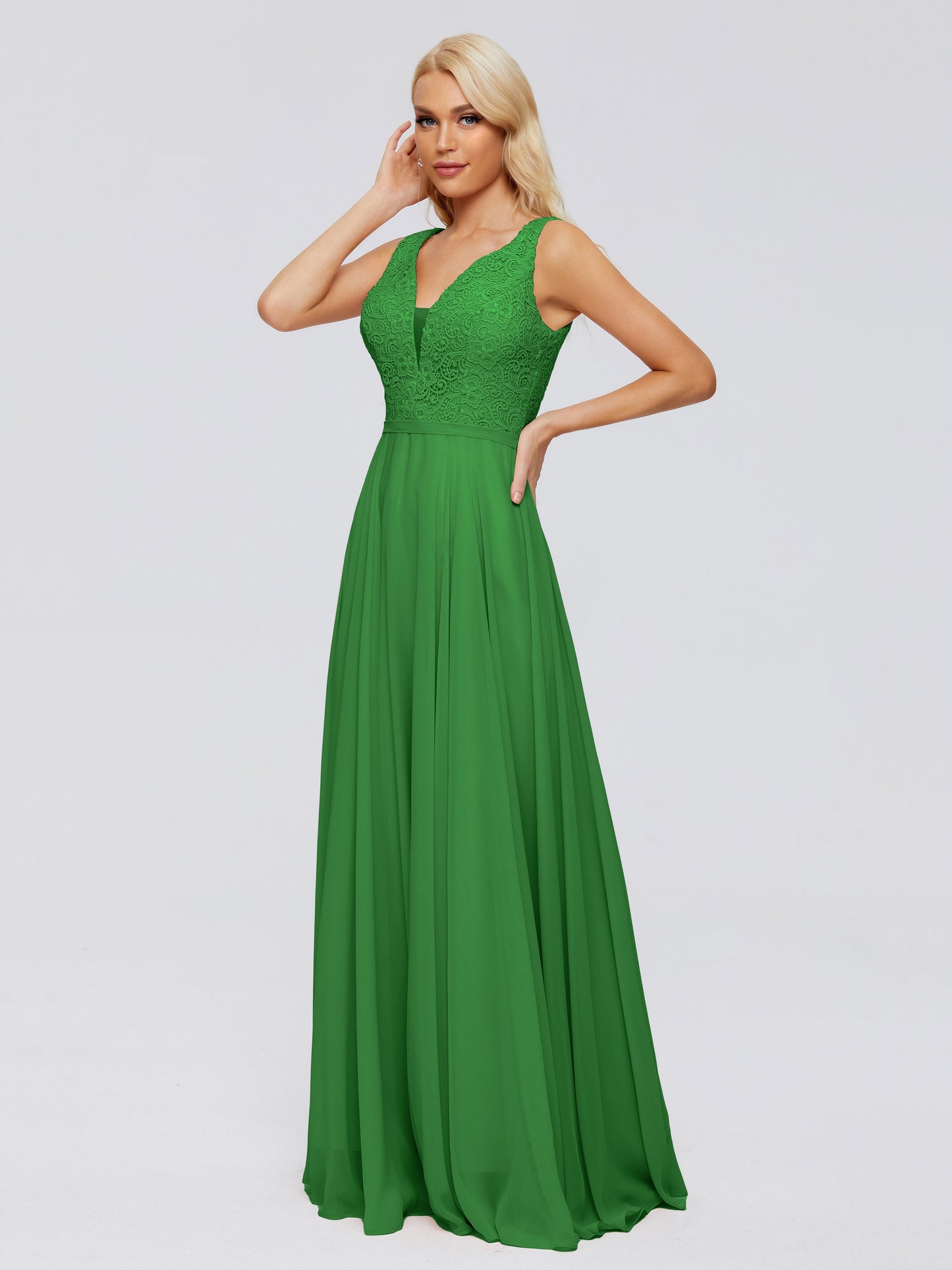 Eliza V Neck Straps Chiffon Bridesmaid Dresses