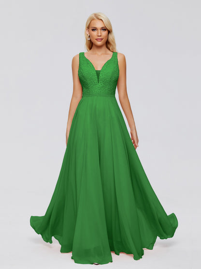 Eliza V Neck Straps Chiffon Bridesmaid Dresses