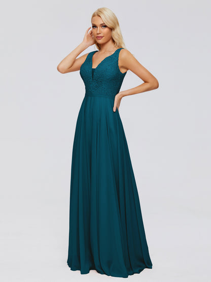 Eliza V Neck Straps Chiffon Bridesmaid Dresses