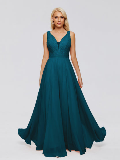 Eliza V Neck Straps Chiffon Bridesmaid Dresses