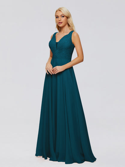 Eliza V Neck Straps Chiffon Bridesmaid Dresses