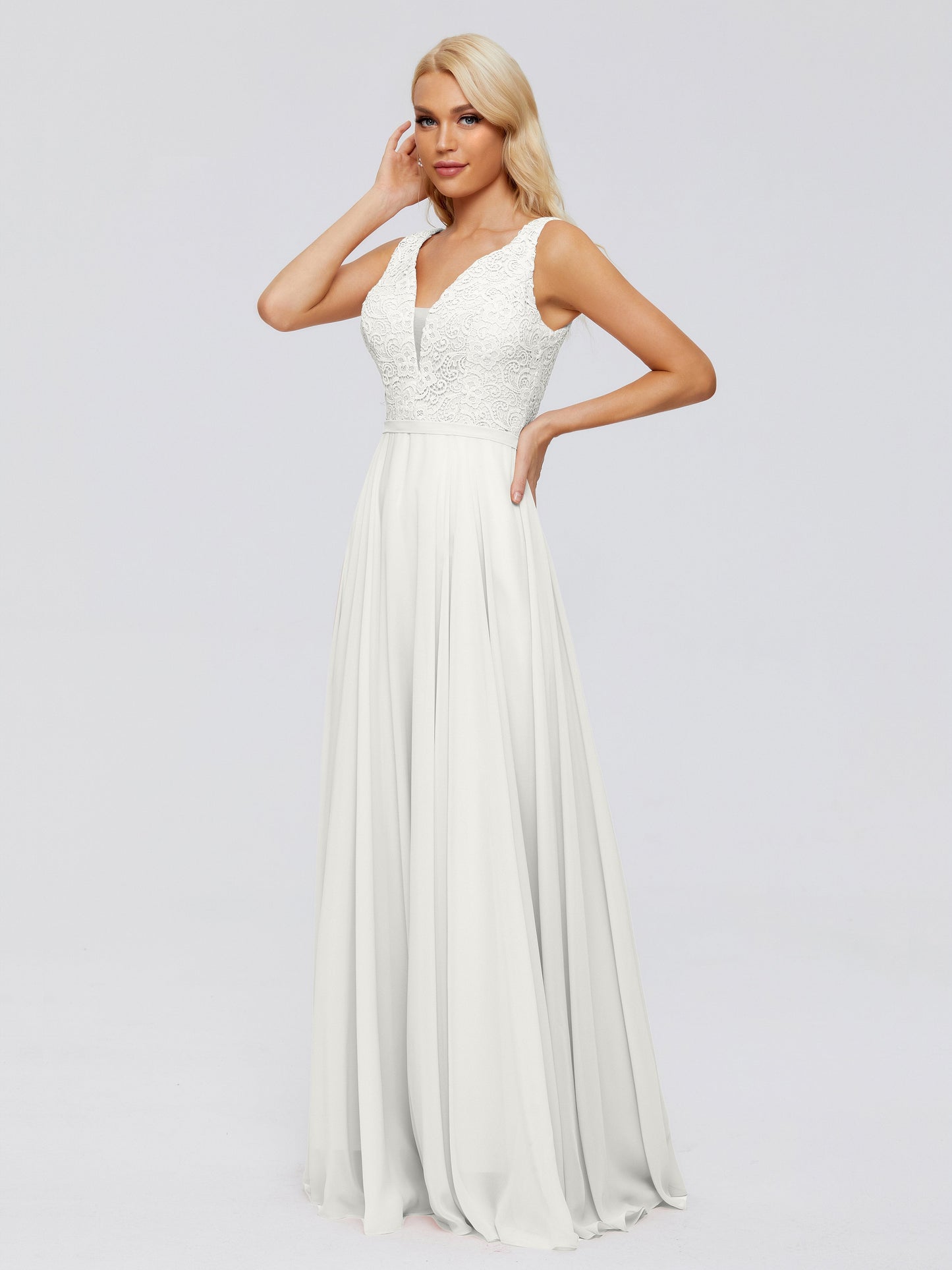 Eliza V Neck Straps Chiffon Bridesmaid Dresses