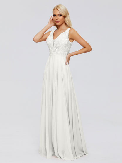 Eliza V Neck Straps Chiffon Bridesmaid Dresses