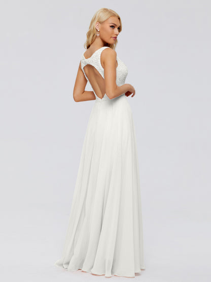 Eliza V Neck Straps Chiffon Bridesmaid Dresses