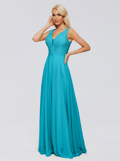 Eliza V Neck Straps Chiffon Bridesmaid Dresses