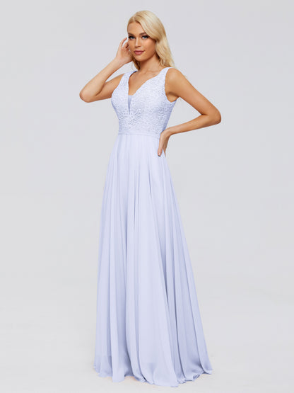 Eliza V Neck Straps Chiffon Bridesmaid Dresses